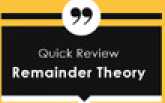 Quick Review: Remainder Theory